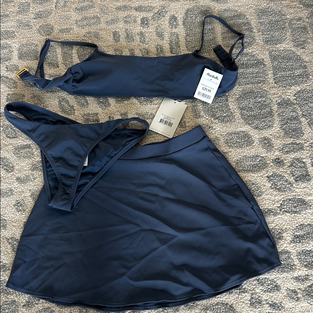 Size Small Blue WILO Swim Set with Skirt **NWT**